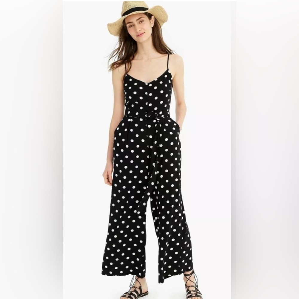 J crew Polka dot strappy wide leg jumpsuit.